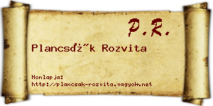 Plancsák Rozvita névjegykártya